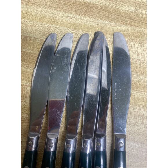 6 Piece Green Handle Set Stainless Flatware Knife Set Utensils - Picture 3 of 4